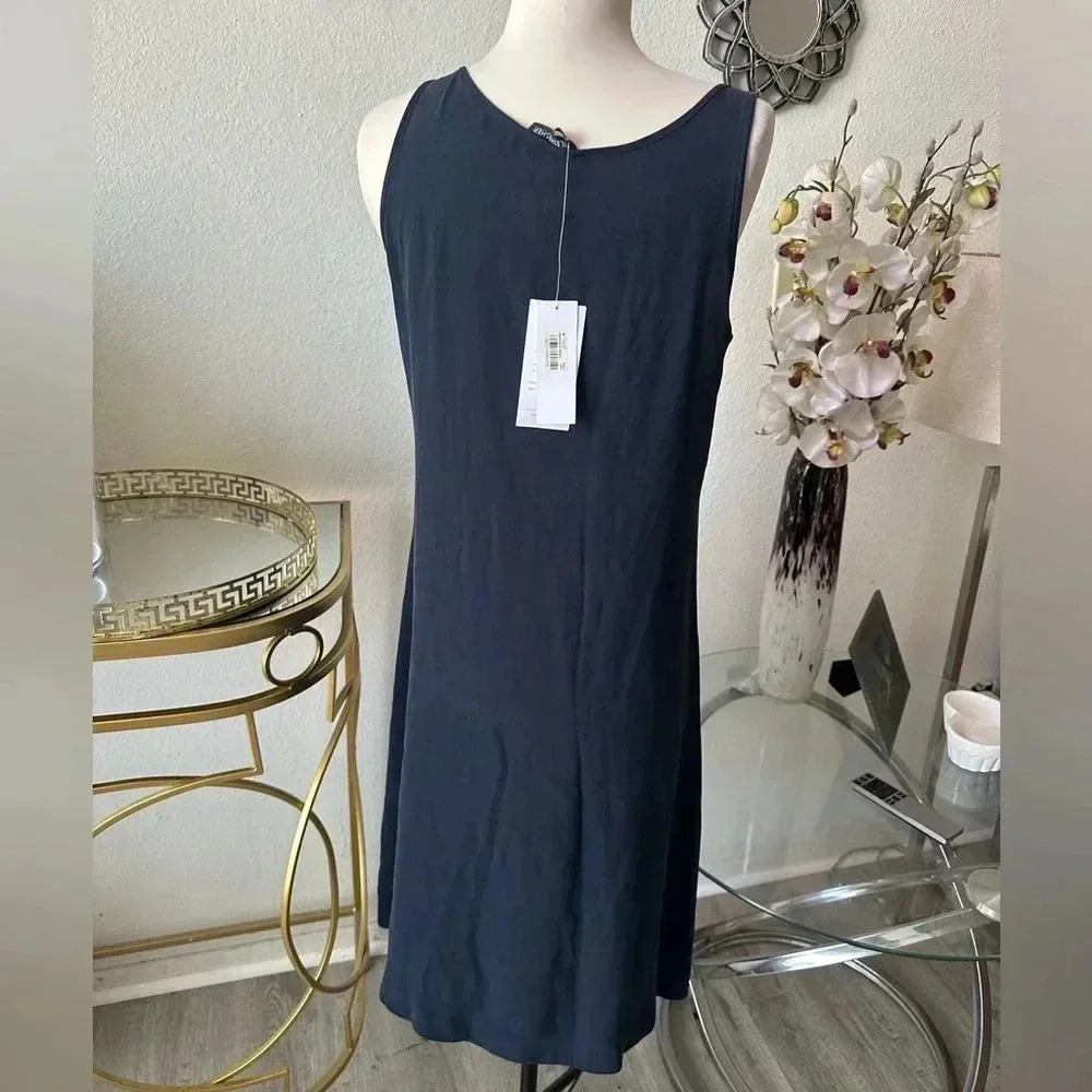 J crew silk dress navy blue color super elegant and fresh Sz XS fits like M - Picture 6 of 7